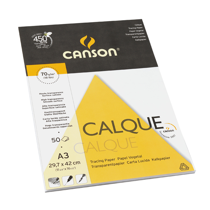 Bloc de 50 feuilles calque A3 70g/m² - Canson - Rougier et Plé