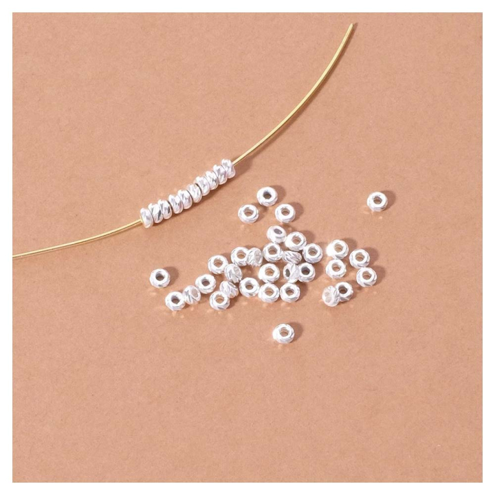 Perles Rondelles Striées 3 mm Laiton plaqué 10 pcs - Perles Corner - Rougier et Plé