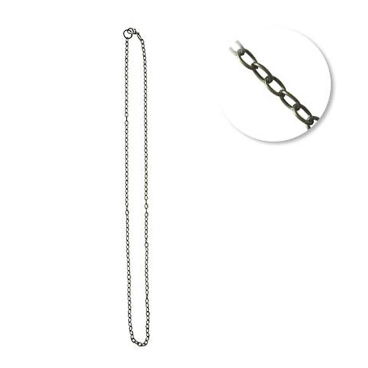Chaine sautoir 64 cm Grosse mailles 4 mm Argenté vieilli - Graine Créative - Rougier et Plé