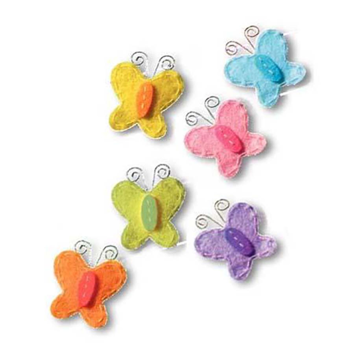 Formes adhésives en feutrine Papillon 6 pcs - Graine Créative - Rougier et Plé