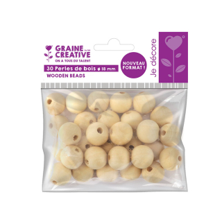 Perles de bois Ø 18 mm 30 pcs - Graine Créative - Rougier et Plé
