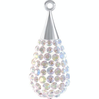 Pendentif pavé goutte argent 67563 - 26 mm - Cristaux de Swarovski - Rougier et Plé