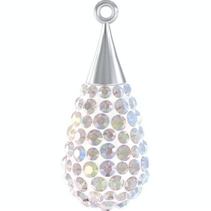 Pendentif pavé goutte argent 67563 - 26 mm - Cristaux de Swarovski - Rougier et Plé