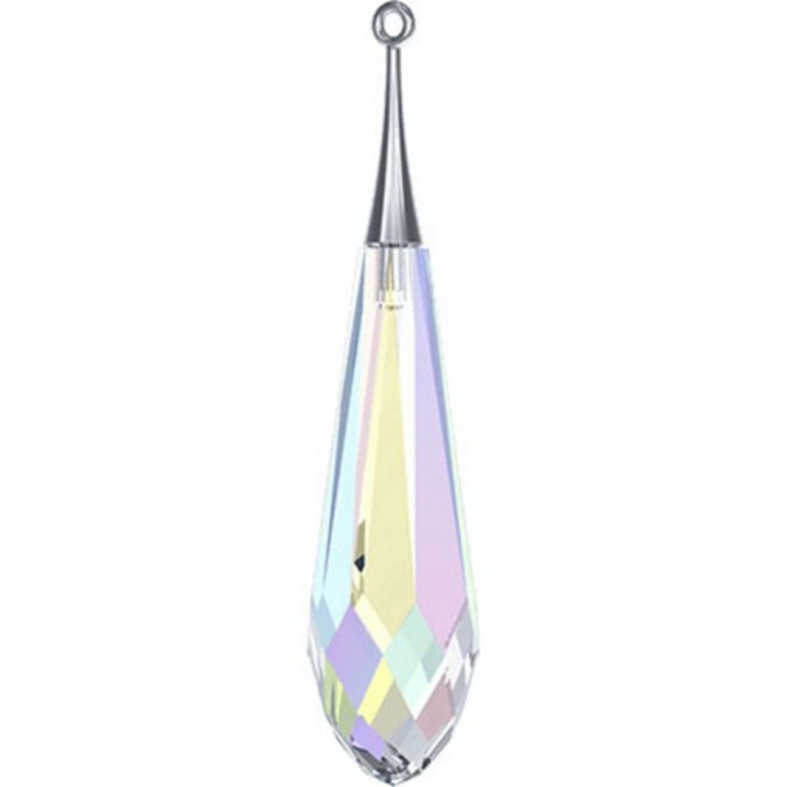 Pendentif Pure Drop argent 6532 - 44 mm - Crystal Aurore Boreale - Cristaux de Swarovski - Rougier et Plé