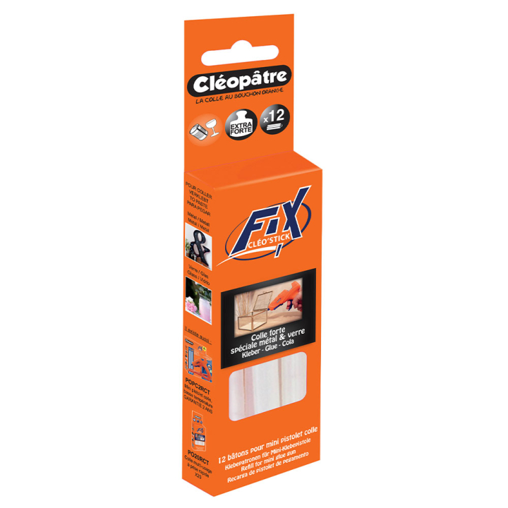 Colle en bâton extra-forte pour verre & métal set de 12 - Cléopatre - Rougier et Plé