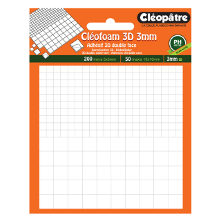 Carré de mousse adhésif ep. 3 mm Cléofoam - 250 pcs - Cléopatre - Rougier et Plé