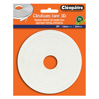Adhésif double-face 3D ep. 2 mm Cléofoam - 10 mm x 5 m - Cléopatre - Rougier et Plé