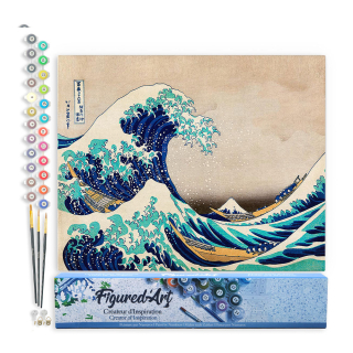 Peinture par numéro La grande vague de Kanagawa Katsushika Hokus Toile roulée - Figured'Art - Rougier et Plé