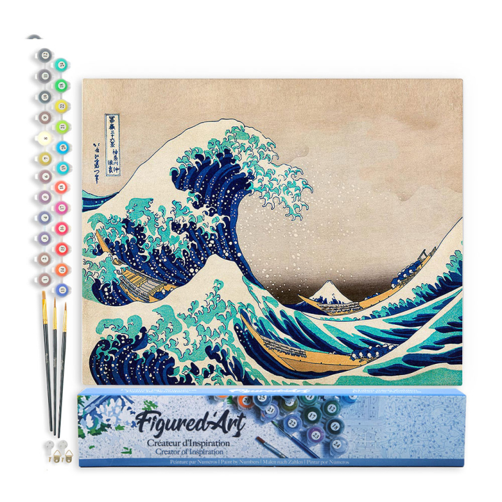 Peinture par numéro La grande vague de Kanagawa Katsushika Hokus Toile roulée - Figured'Art - Rougier et Plé