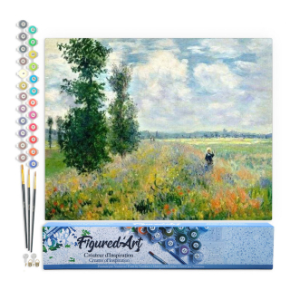 Peinture par numéro Monet Champ de coquelicots Toile roulée - Figured'Art - Rougier et Plé