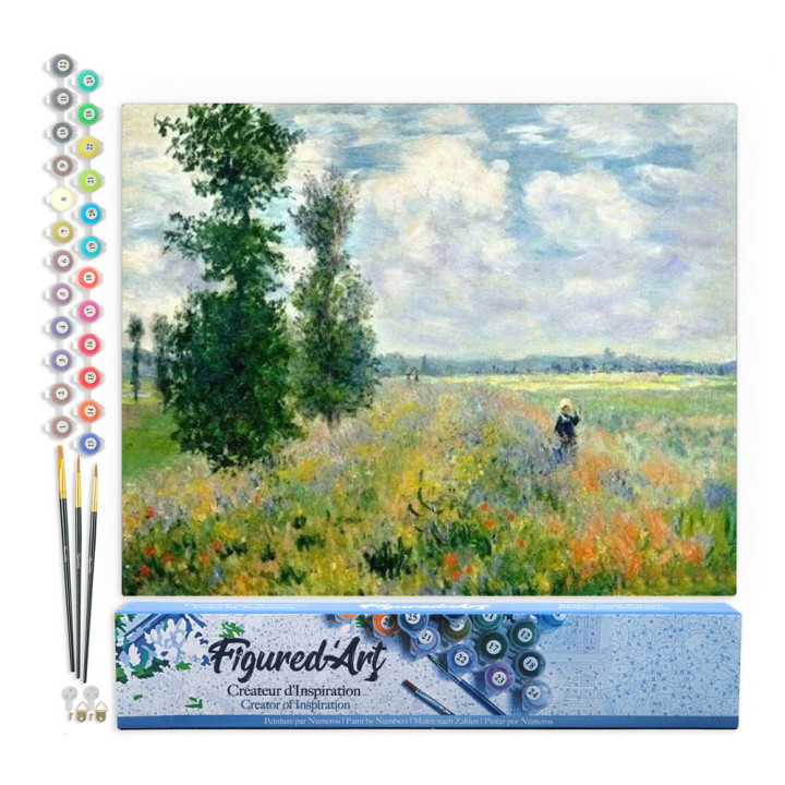 Peinture par numéro Monet Champ de coquelicots Toile roulée - Figured'Art - Rougier et Plé