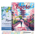 Peinture par numéro Affiche de voyage Kyoto en fleurs - Figured'Art - Rougier et Plé