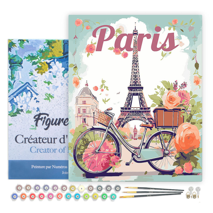 Peinture par numéro Affiche de voyage Paris en fleurs - Figured'Art - Rougier et Plé
