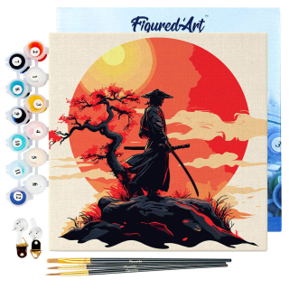 Mini peinture par numéro Samouraï au coucher du soleil - Figured'Art - Rougier et Plé