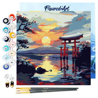 Mini peinture par numéro Porte Torii au coucher du soleil - Figured'Art - Rougier et Plé