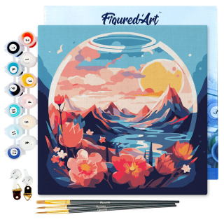 Mini peinture par numéro Montagnes et boule de verre - Figured'Art - Rougier et Plé