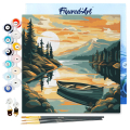 Mini peinture par numéro Lac de montagne et canoé - Figured'Art - Rougier et Plé