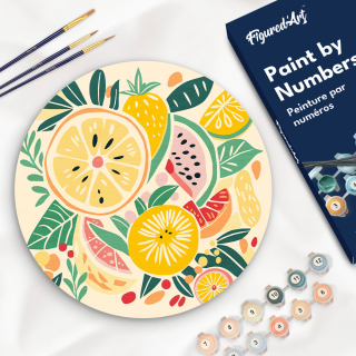 Peinture par numéro sur rond en bois Fruit - Figured'Art - Rougier et Plé