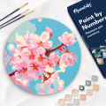 Peinture par numéro sur rond en bois Fleurs de cerisier - Figured'Art - Rougier et Plé