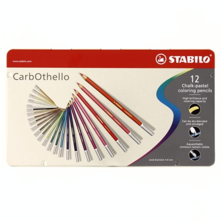 Boîte de 12 crayons pastels aquarellables CarbOthello - STABILO - Rougier et Plé