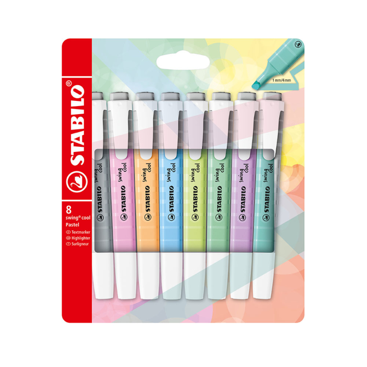 Surligneur swing cool Pastel Set 8 couleurs - STABILO - Rougier et Plé