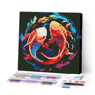 Kit de mini broderie diamant sur toile 25 x 25 cm Carpes koï  - Figured'Art - Rougier et Plé