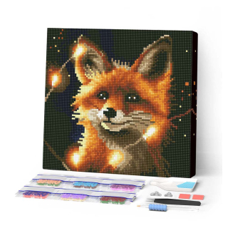 Kit de mini broderie diamant sur toile 25 x 25 cm Renard - Figured'Art - Rougier et Plé