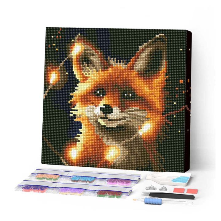 Kit de mini broderie diamant sur toile 25 x 25 cm Renard - Figured'Art - Rougier et Plé