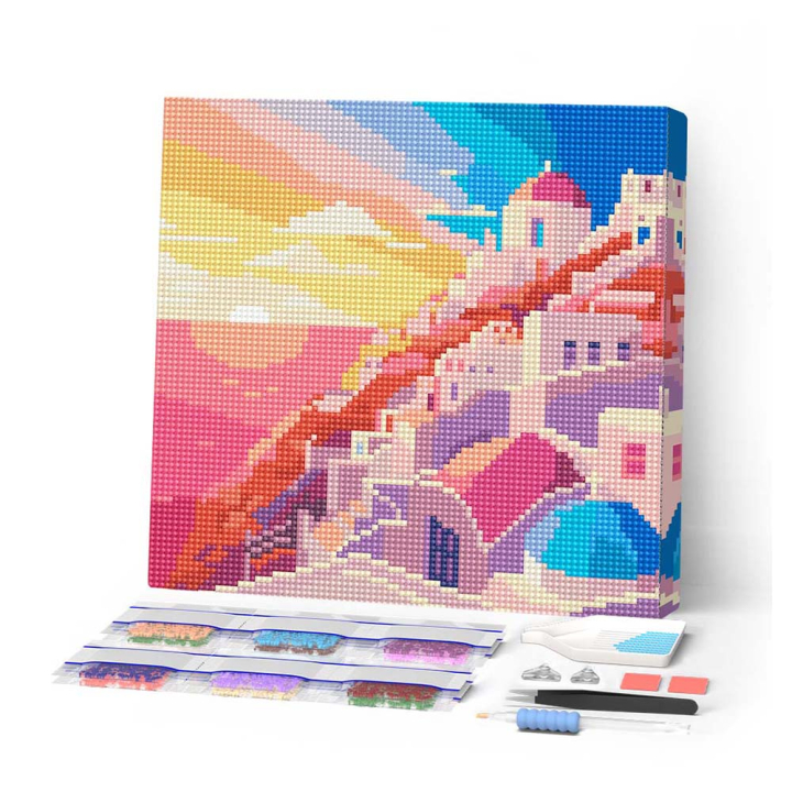 Kit de mini broderie diamant sur toile 25 x 25 cm Santorin - Figured'Art - Rougier et Plé