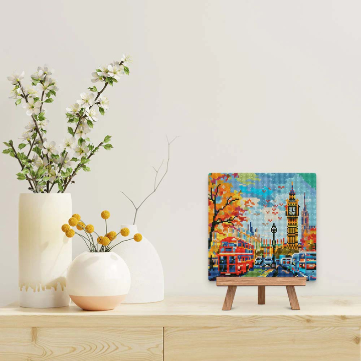 Kit de mini broderie diamant sur toile 25 x 25 cm Automne à Londres - Figured'Art - Rougier et Plé
