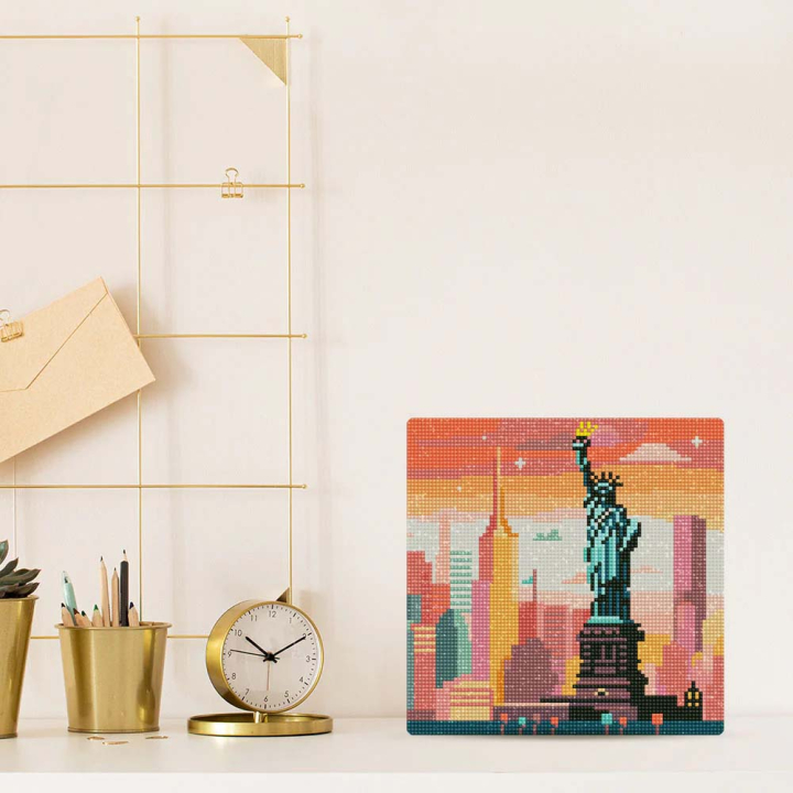 Kit de mini broderie diamant sur toile 25 x 25 cm Ciel à New York - Figured'Art - Rougier et Plé