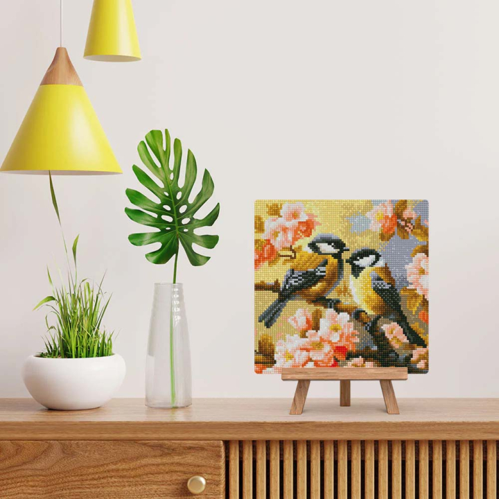 Kit de mini broderie diamant sur toile 25 x 25 cm Oiseaux et fleurs - Figured'Art - Rougier et Plé