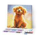 Kit de mini broderie diamant sur toile  25 x 25 cm Golden Retriever - Figured'Art - Rougier et Plé