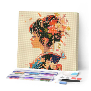 Kit de mini broderie diamant sur toile 25 x 25 cm Amour à la japonnaise - Figured'Art - Rougier et Plé