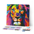 Kit de mini broderie diamant toile sur châssis 25 x 25 cm Lion Pop Art - Figured'Art - Rougier et Plé
