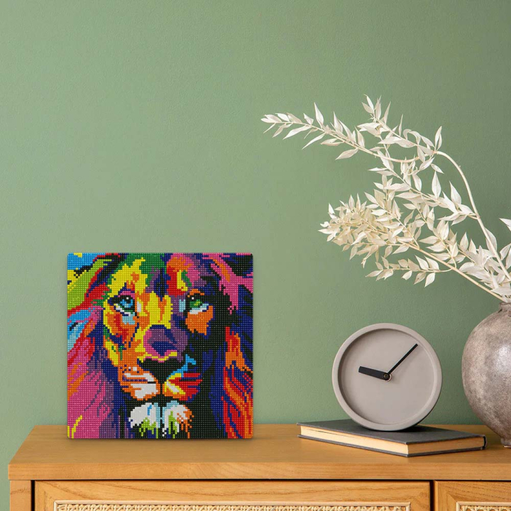 Kit de mini broderie diamant toile sur châssis 25 x 25 cm Lion Pop Art - Figured'Art - Rougier et Plé