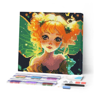 Kit de mini broderie diamant toile sur châssis 25 x 25 cm Jolie petite fée - Figured'Art - Rougier et Plé