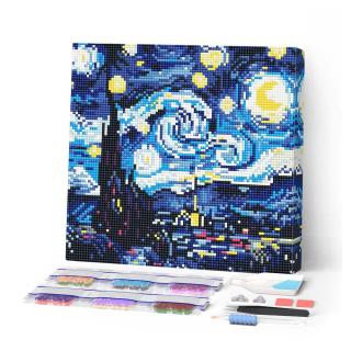 Kit de mini broderie diamant toile sur châssis 25 x 25 cm Nuit étoilée - Figured'Art - Rougier et Plé