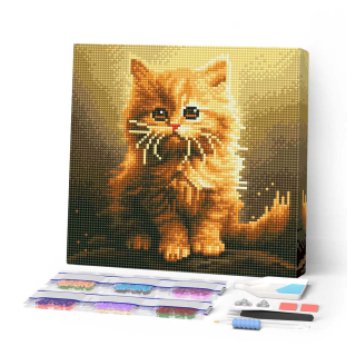 Kit de mini broderie diamant toile sur châssis 25 x 25 cm Petit châton - Figured'Art - Rougier et Plé