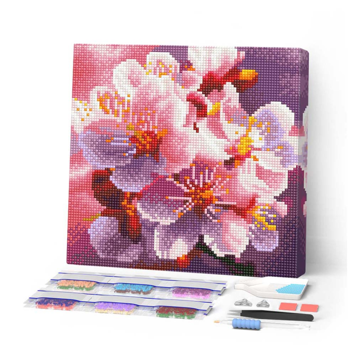 Kit de mini broderie diamant toile sur châssis 25 x 25 cm Cerisiers - Figured'Art - Rougier et Plé