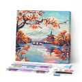 Mini Broderie Diamant toile sur châssis 25 x 25 cm Lac Mont Fuji - Figured'Art - Rougier et Plé