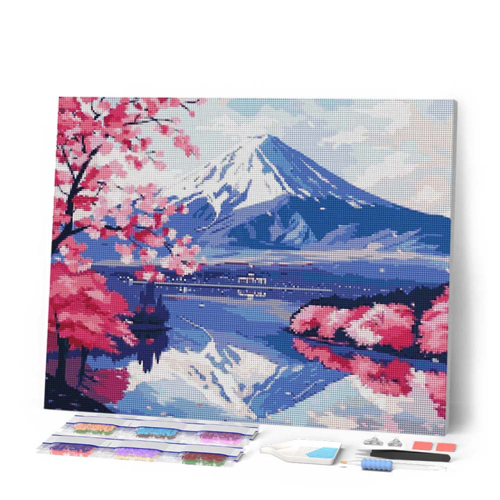 Broderie Diamant sur toile Kyoto en fleurs 40 x 50 cm - Figured'Art - Rougier et Plé
