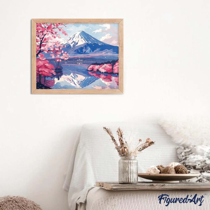 Broderie Diamant sur toile Kyoto en fleurs 40 x 50 cm - Figured'Art - Rougier et Plé