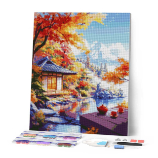 Broderie Diamant sur toile Maison de Thé d'Automne 40 x 50 cm - Figured'Art - Rougier et Plé