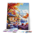 Broderie Diamant sur toile Maison de Thé d'Automne 40 x 50 cm - Figured'Art - Rougier et Plé