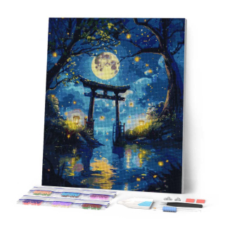 Broderie Diamant sur toile Torii clair de lune 40 x 50 cm - Figured'Art - Rougier et Plé