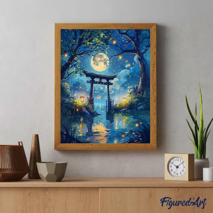Broderie Diamant sur toile Torii clair de lune 40 x 50 cm - Figured'Art - Rougier et Plé