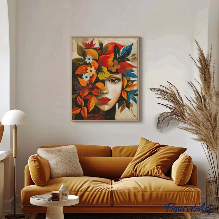 Broderie Diamant - Visage Floral 40x50cm toile sur châssis - Figured'Art - Rougier et Plé