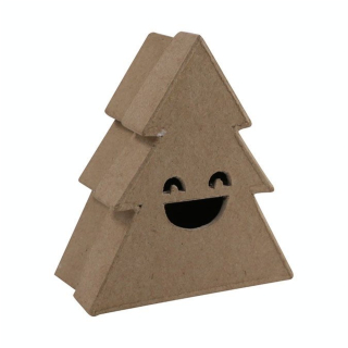 Boîte en papier mâché Sapin sourire 4 x 10 x 9 cm - Décopatch - Rougier et Plé