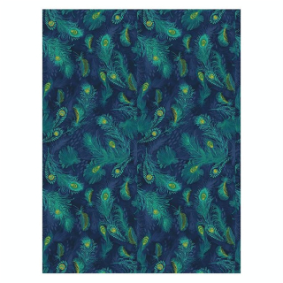 Papier 722 Plumes de paon bleu marine - Décopatch - Rougier et Plé